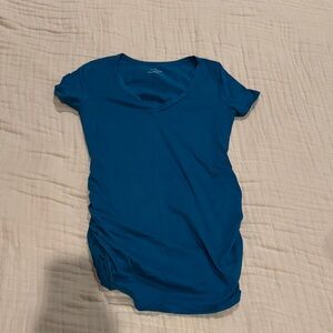 Motherhood Maternity Blue V-Neck Short Sleeve Tee